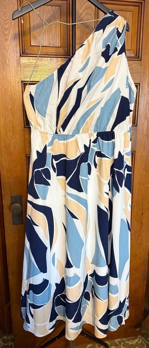 BTFBM One Shoulder Abstract Print Maxi Dress with‎ Belt Size XL